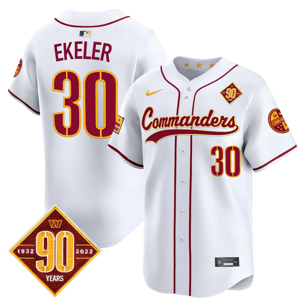 Washington Commanders Nike 90th Anniversary Patch Vapor Premier Limited Stitched Jersey - Maroon - Image 35
