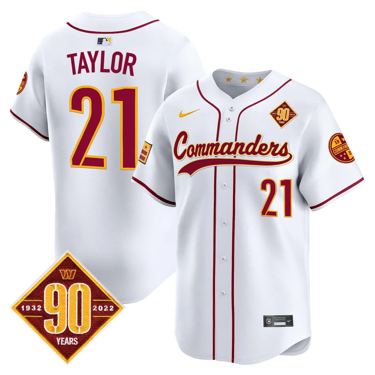Washington Commanders Nike 90th Anniversary Patch Vapor Premier Limited Stitched Jersey - Maroon - Image 38