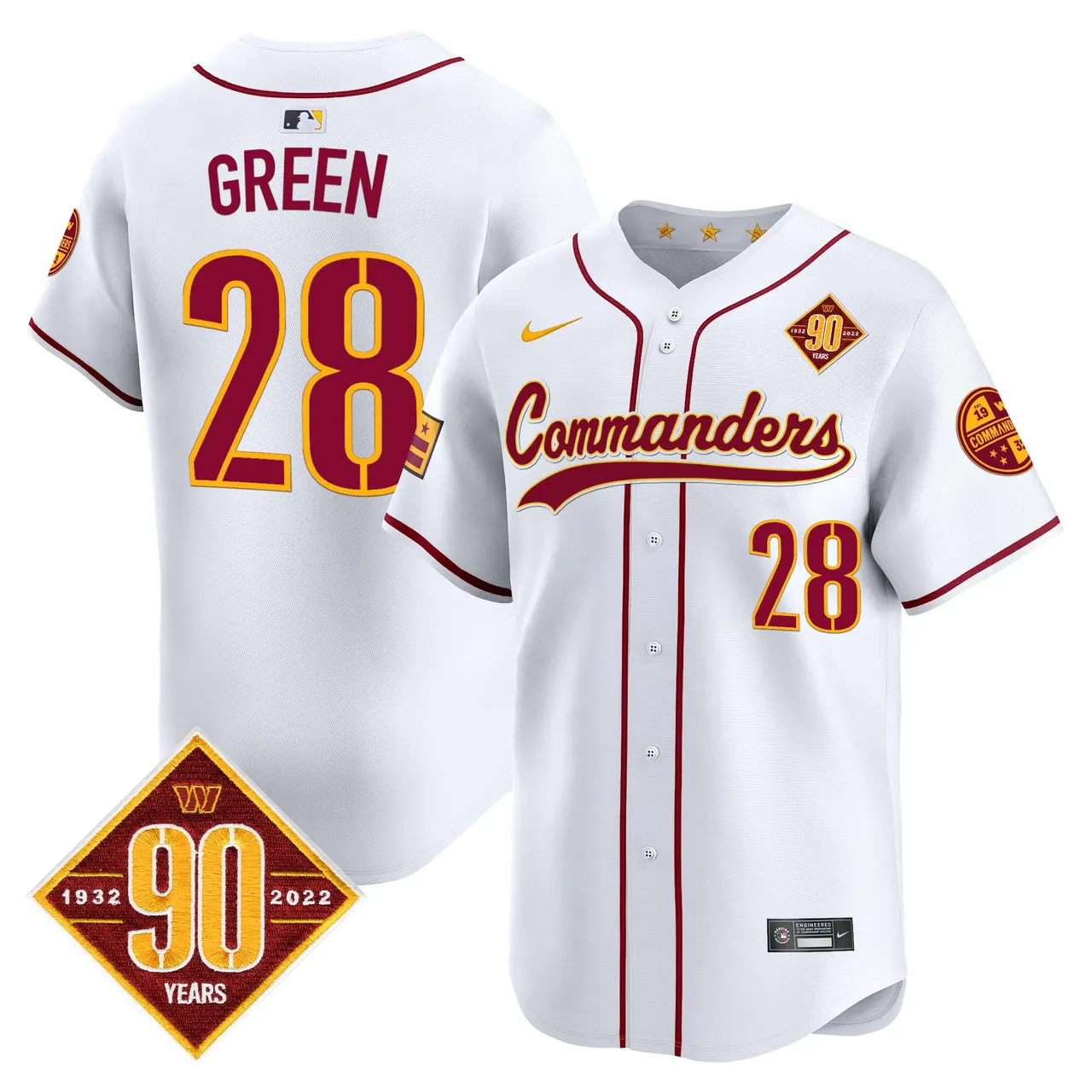Washington Commanders Nike 90th Anniversary Patch Vapor Premier Limited Stitched Jersey - Maroon - Image 39