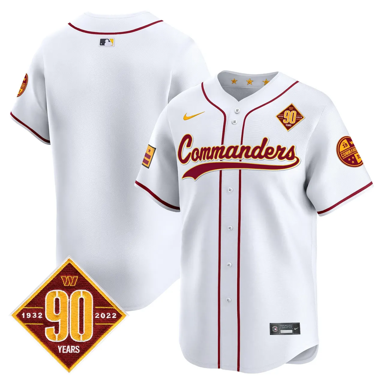 Washington Commanders Nike 90th Anniversary Patch Vapor Premier Limited Stitched Jersey - Maroon - Image 40