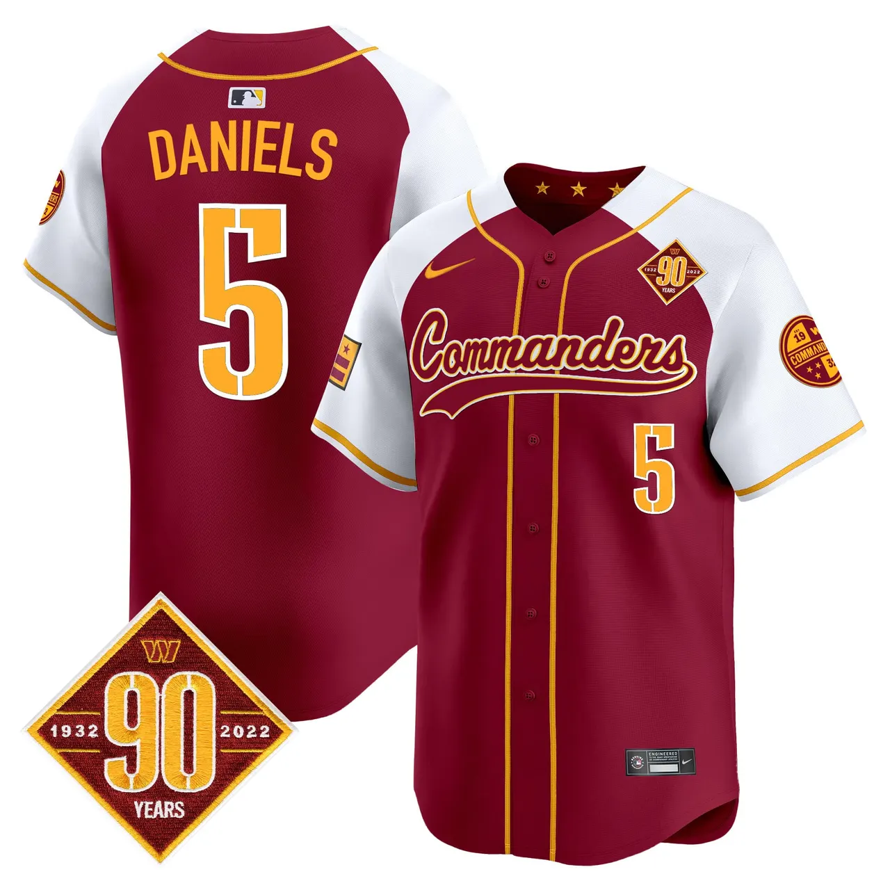 Washington Commanders Nike 90th Anniversary Patch Vapor Premier Limited Stitched Jersey - Maroon