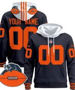 Chicago Bears Nike 2024 Throwback Custom Pullover Hoodie - Navy
