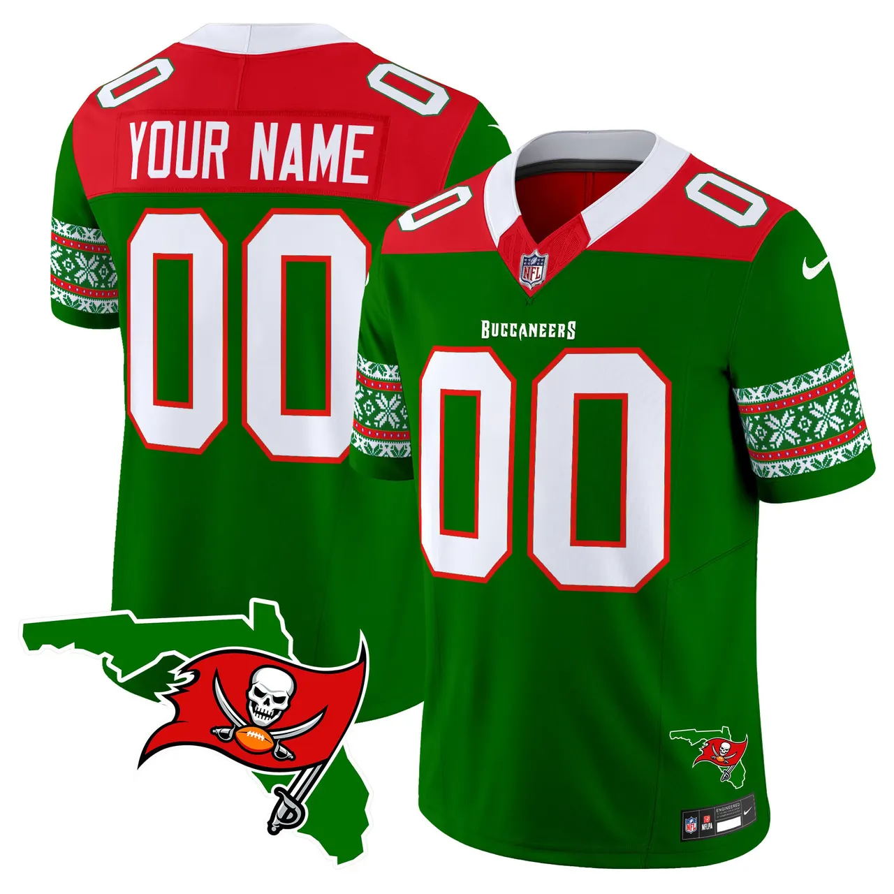 Tampa Bay Buccaneers Nike 2024 Christmas Vapor Custom Limited Stitched Jersey - Red - Image 2