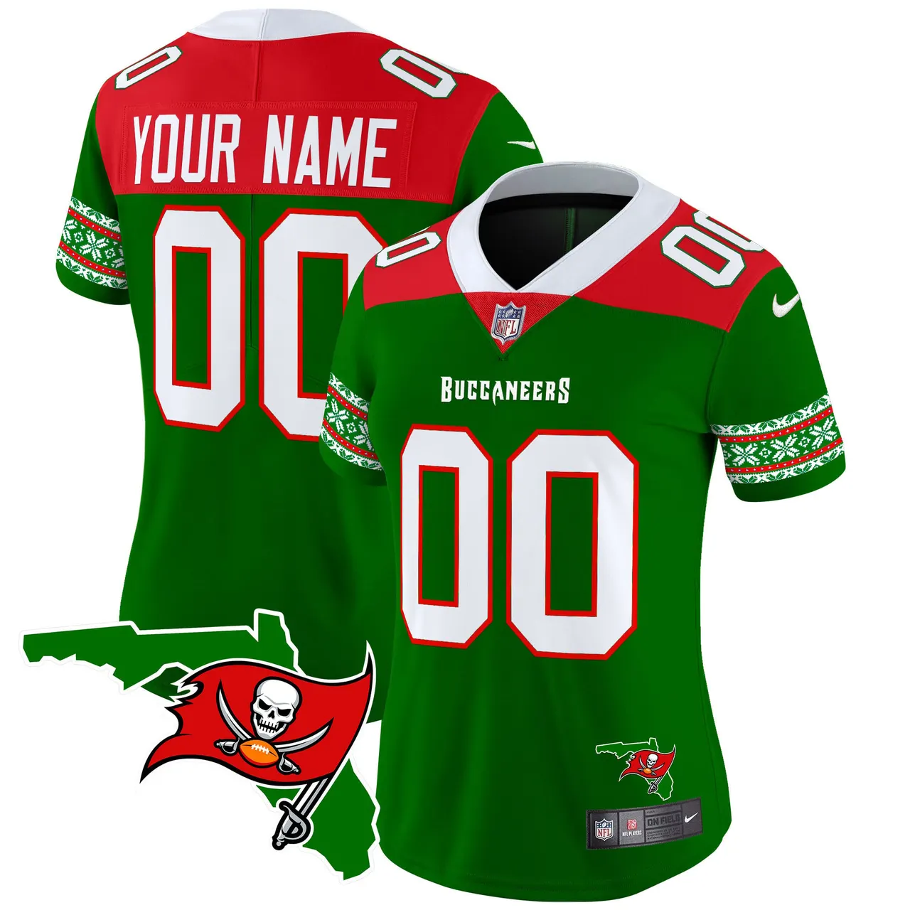 Tampa Bay Buccaneers Nike 2024 Christmas Vapor Custom Limited Stitched Jersey - Red - Image 4