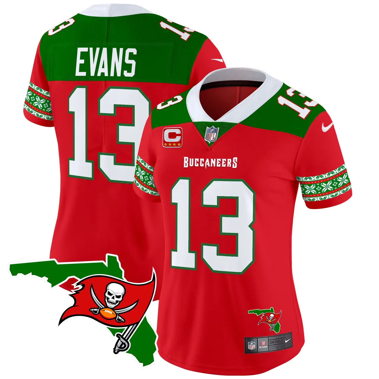 Tampa Bay Buccaneers Nike Women's 2024 Christmas Vapor Limited Stitched Jersey - Red - Image 2