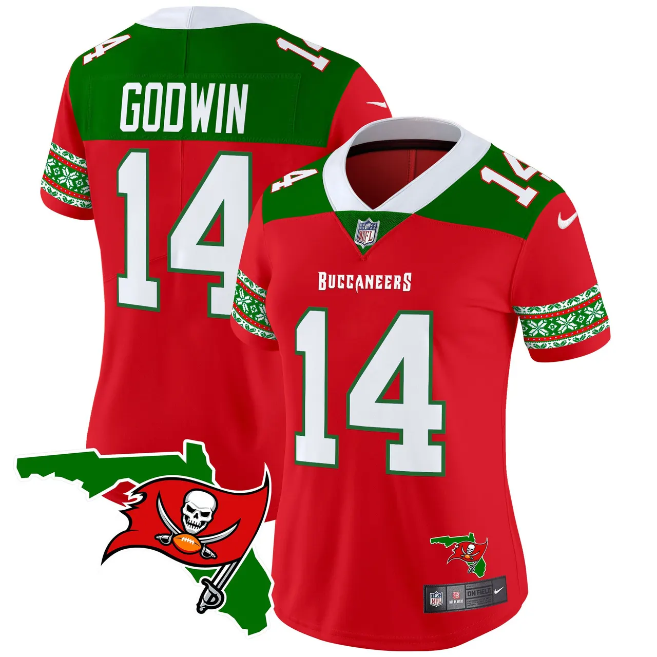 Tampa Bay Buccaneers Nike Women's 2024 Christmas Vapor Limited Stitched Jersey - Red - Image 3