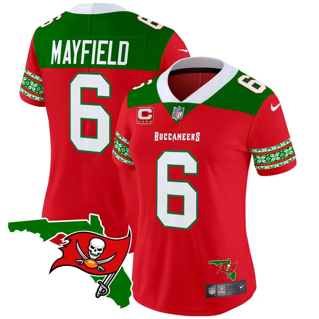 Tampa Bay Buccaneers Nike Women's 2024 Christmas Vapor Limited Stitched Jersey - Red - Image 4