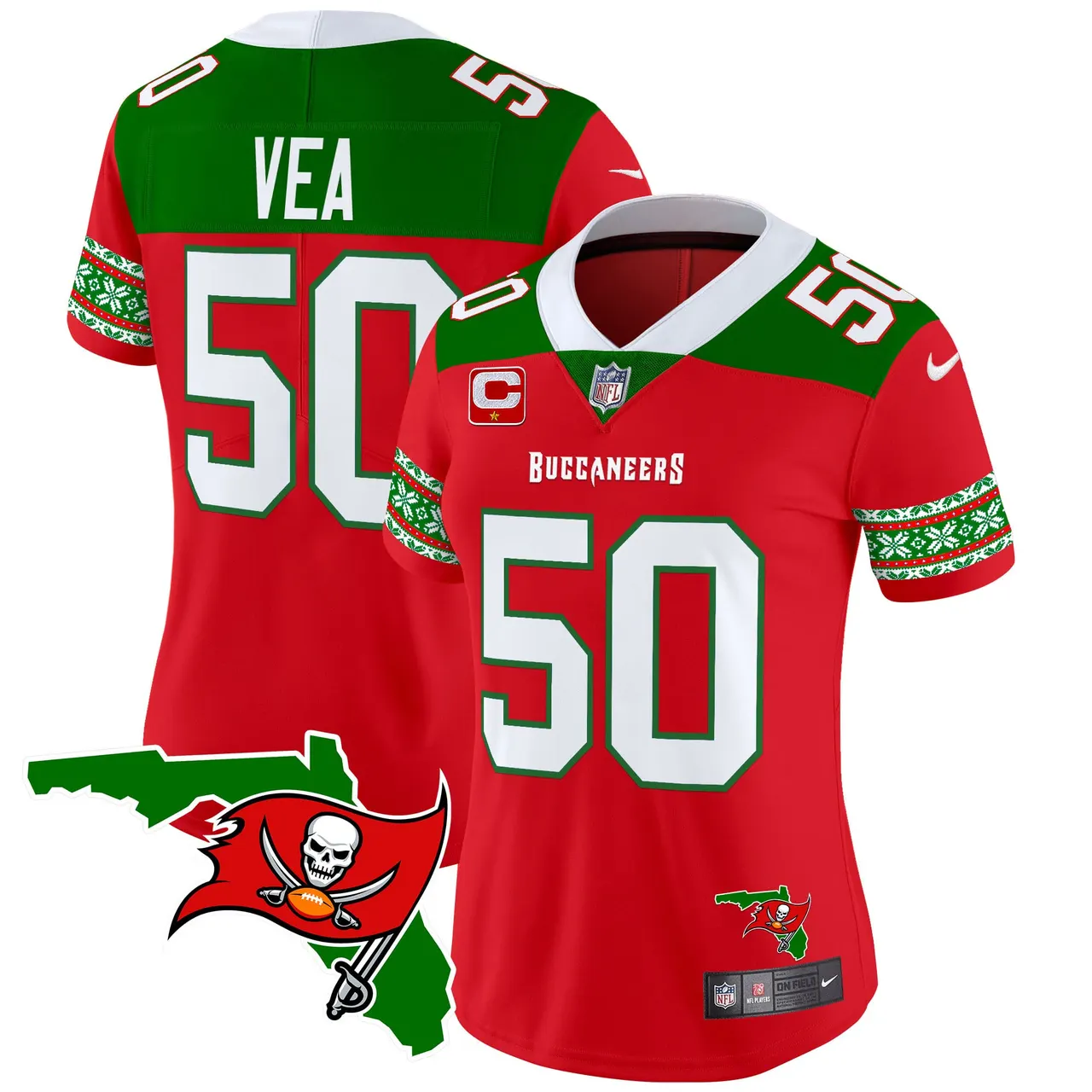 Tampa Bay Buccaneers Nike Women's 2024 Christmas Vapor Limited Stitched Jersey - Red - Image 5