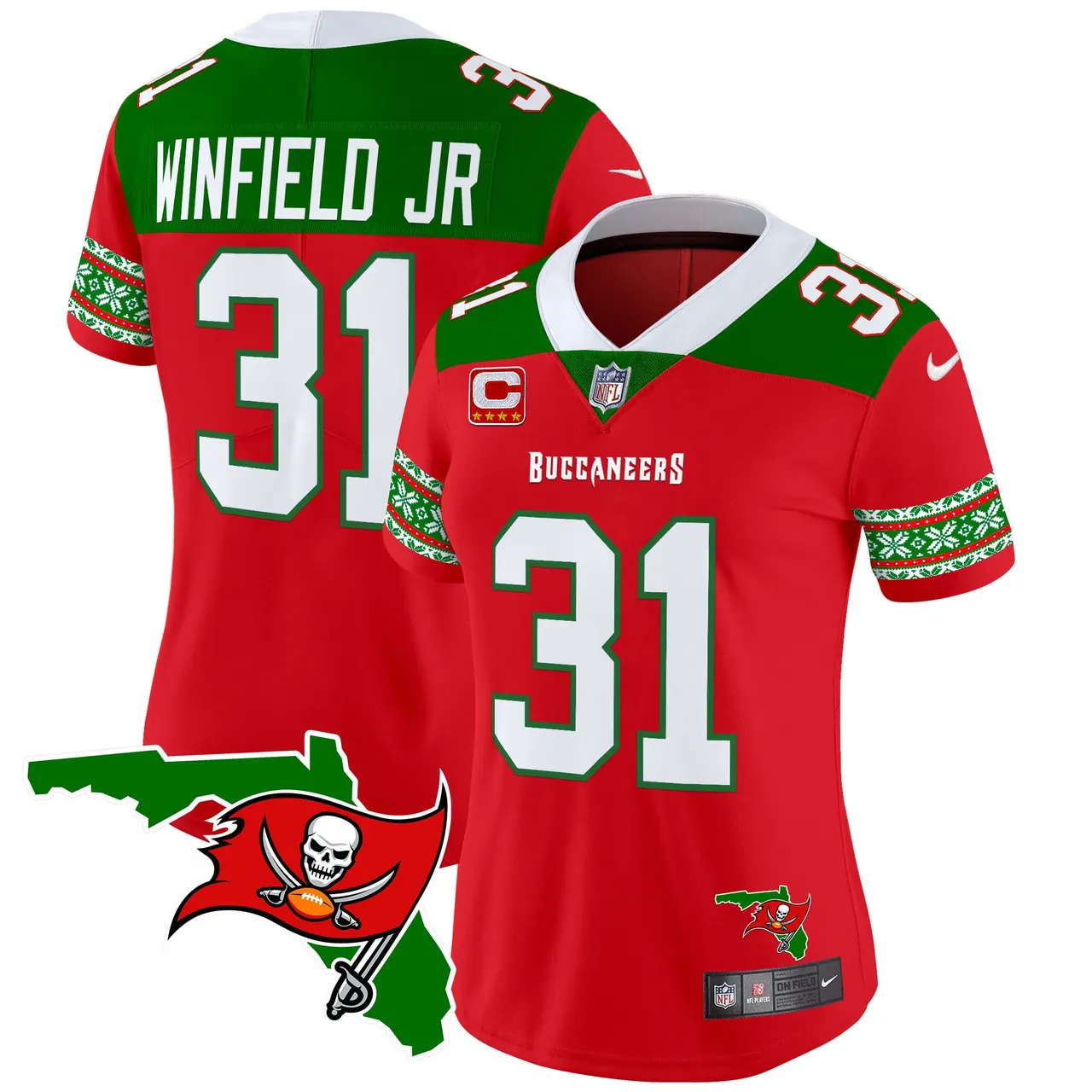 Tampa Bay Buccaneers Nike Women's 2024 Christmas Vapor Limited Stitched Jersey - Red - Image 6