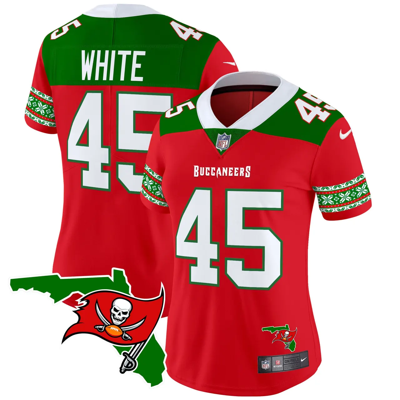 Tampa Bay Buccaneers Nike Women's 2024 Christmas Vapor Limited Stitched Jersey - Red - Image 7