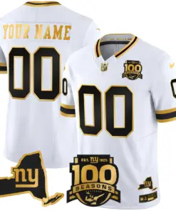 Alternative view of New York Giants Nike 100th Season State Patch Gold Vapor Custom Limited Stitched Jersey - Black