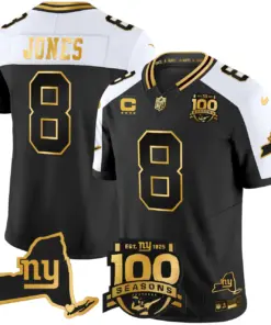 Alternative view of New York Giants Nike 100th Season State Patch Gold Vapor Limited Stitched Jersey - Black