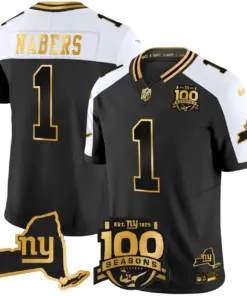 New York Giants Nike 100th Season State Patch Gold Vapor Limited Stitched Jersey - Black - Image 3