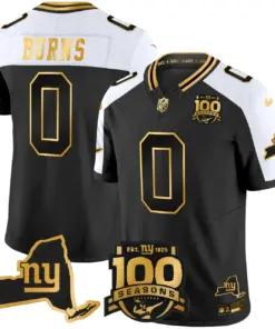 New York Giants Nike 100th Season State Patch Gold Vapor Limited Stitched Jersey - Black - Image 4