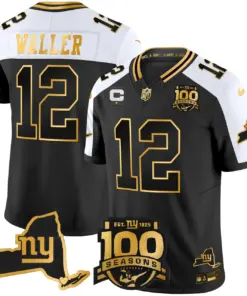 New York Giants Nike 100th Season State Patch Gold Vapor Limited Stitched Jersey - Black - Image 5
