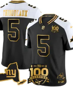 New York Giants Nike 100th Season State Patch Gold Vapor Limited Stitched Jersey - Black - Image 6