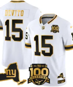 New York Giants Nike 100th Season State Patch Gold Vapor Limited Stitched Jersey - Black - Image 8