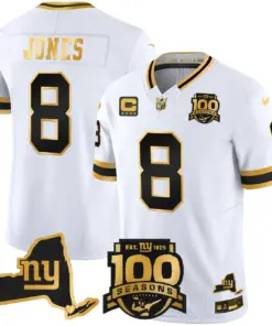 New York Giants Nike 100th Season State Patch Gold Vapor Limited Stitched Jersey - Black - Image 9