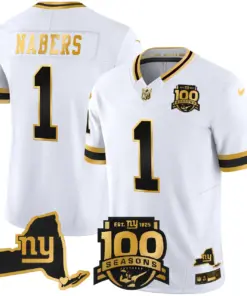 New York Giants Nike 100th Season State Patch Gold Vapor Limited Stitched Jersey - Black - Image 10