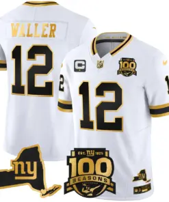 New York Giants Nike 100th Season State Patch Gold Vapor Limited Stitched Jersey - Black - Image 12