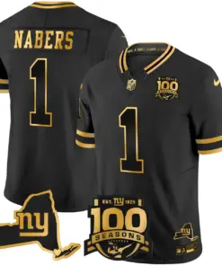 New York Giants Nike 100th Season State Patch Gold Vapor Limited Stitched Jersey - Black - Image 17