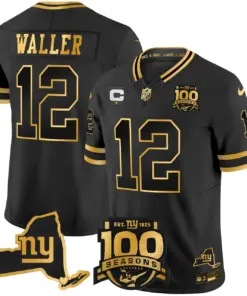 New York Giants Nike 100th Season State Patch Gold Vapor Limited Stitched Jersey - Black - Image 19