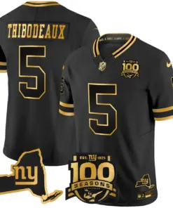 New York Giants Nike 100th Season State Patch Gold Vapor Limited Stitched Jersey - Black - Image 20