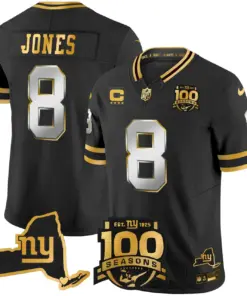 New York Giants Nike 100th Season State Patch Gold Vapor Limited Stitched Jersey - Black - Image 23