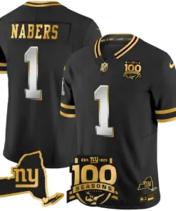 New York Giants Nike 100th Season State Patch Gold Vapor Limited Stitched Jersey - Black - Image 24