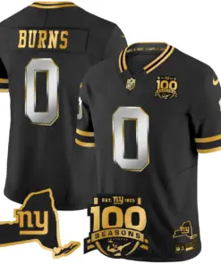 New York Giants Nike 100th Season State Patch Gold Vapor Limited Stitched Jersey - Black - Image 25