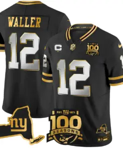 New York Giants Nike 100th Season State Patch Gold Vapor Limited Stitched Jersey - Black - Image 26