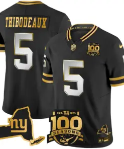New York Giants Nike 100th Season State Patch Gold Vapor Limited Stitched Jersey - Black - Image 27