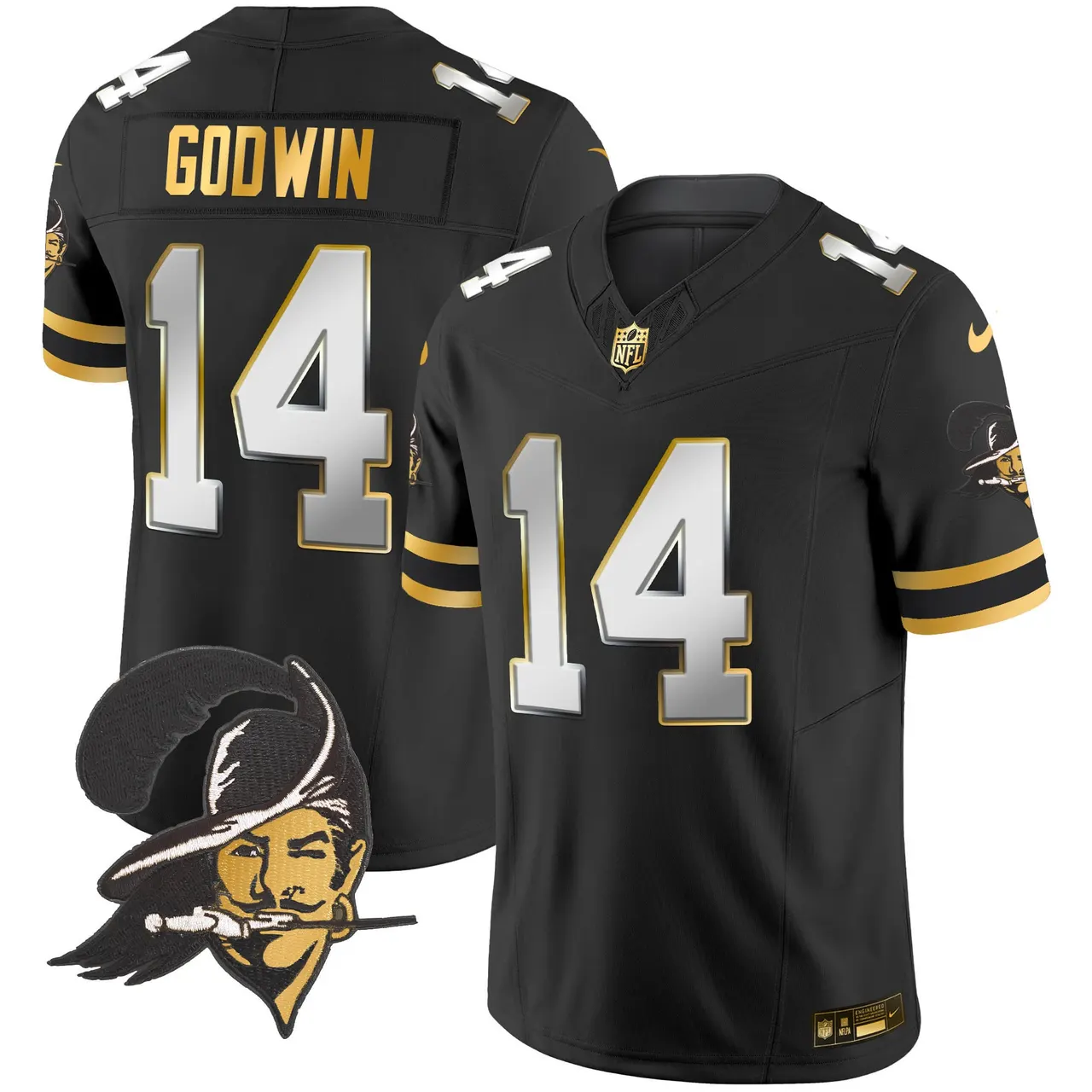 Tampa Bay Buccaneers Nike Throwback Vapor Limited Stitched Jersey - Black - Image 4