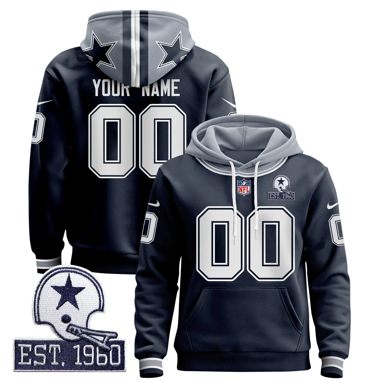 Dallas Cowboys Nike 2024 Pullover Custom Pullover Hoodie - Navy