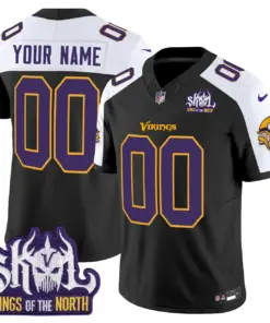 Alternative view of Minnesota Vikings Nike Throwback King of the North Patch Vapor Custom Limited Stitched Jersey - Purple