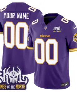 Minnesota Vikings Nike Throwback King of the North Patch Vapor Custom Limited Stitched Jersey - Purple - Image 3