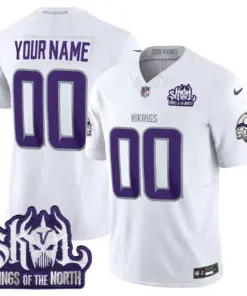 Minnesota Vikings Nike Throwback King of the North Patch Vapor Custom Limited Stitched Jersey - Purple - Image 5