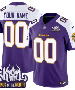 Minnesota Vikings Nike Throwback King of the North Patch Vapor Custom Limited Stitched Jersey - Purple