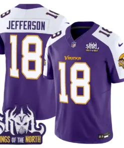 Alternative view of Sam Darnold Minnesota Vikings Nike Throwback King of the North Patch Vapor Limited Stitched Jersey - Purple