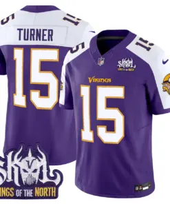 Sam Darnold Minnesota Vikings Nike Throwback King of the North Patch Vapor Limited Stitched Jersey - Purple - Image 4