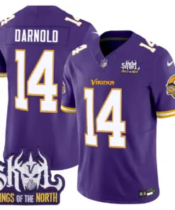 Sam Darnold Minnesota Vikings Nike Throwback King of the North Patch Vapor Limited Stitched Jersey - Purple - Image 19
