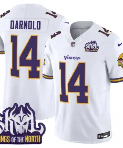 Sam Darnold Minnesota Vikings Nike Throwback King of the North Patch Vapor Limited Stitched Jersey - Purple - Image 28