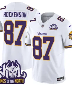 Sam Darnold Minnesota Vikings Nike Throwback King of the North Patch Vapor Limited Stitched Jersey - Purple - Image 35