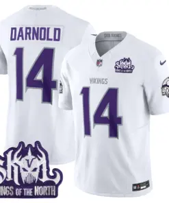 Sam Darnold Minnesota Vikings Nike King of the North Patch Vapor Limited Stitched Jersey - Purple - Image 37