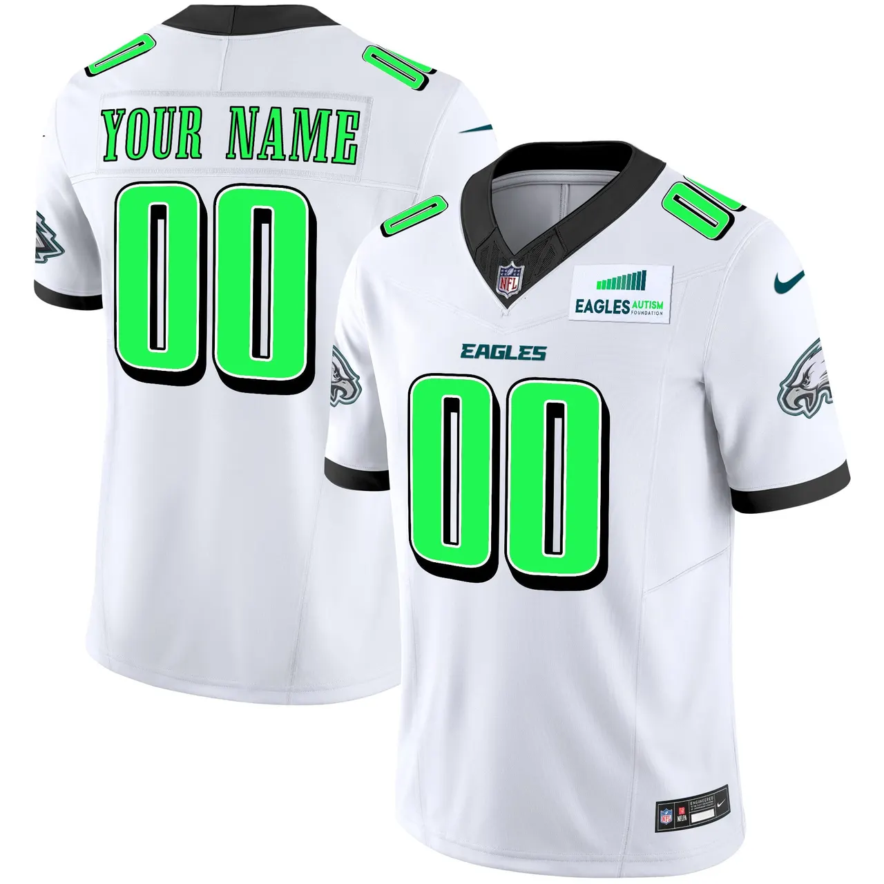 Philadelphia Eagles Nike Autism Foundation Patch Vapor Custom Limited Stitched Jersey - Midnight Green - Image 2