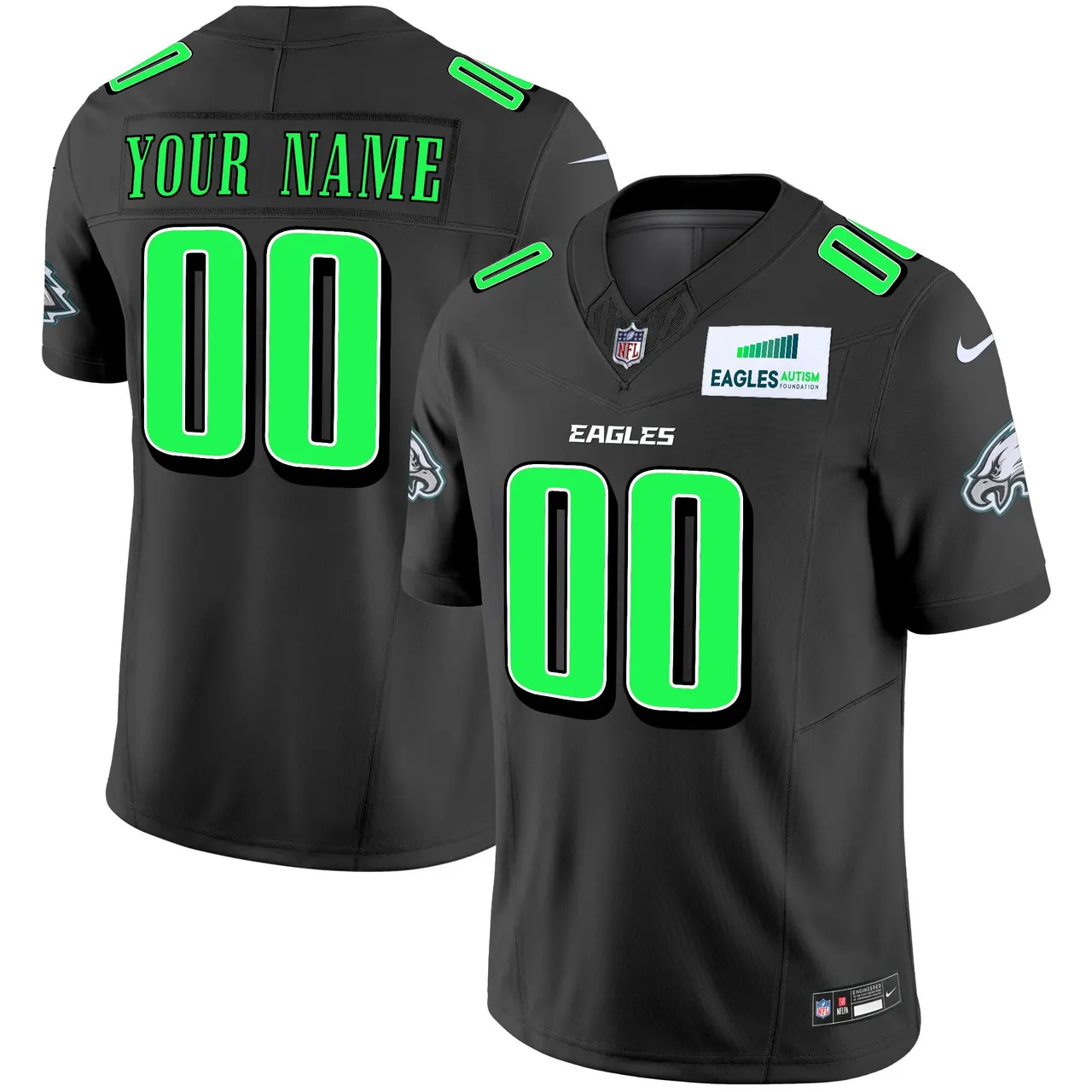 Philadelphia Eagles Nike Autism Foundation Patch Vapor Custom Limited Stitched Jersey - Midnight Green - Image 3