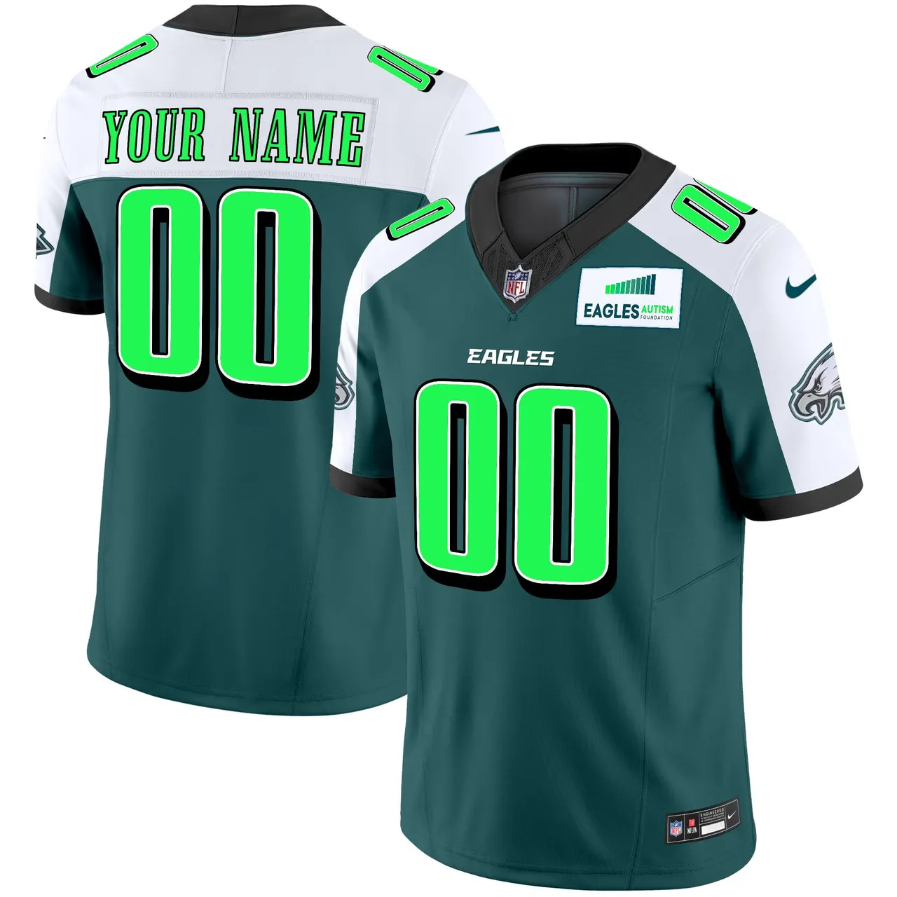 Philadelphia Eagles Nike Autism Foundation Patch Vapor Custom Limited Stitched Jersey - Midnight Green - Image 4