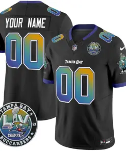 Alternative view of Tampa Bay Buccaneers Nike Super Bowl LIV Patch Tampa City Vapor Custom Limited Stitched Jersey - Black
