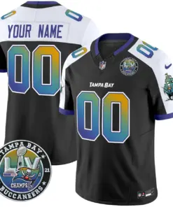 Tampa Bay Buccaneers Nike Super Bowl LIV Patch Tampa City Vapor Custom Limited Stitched Jersey - Black