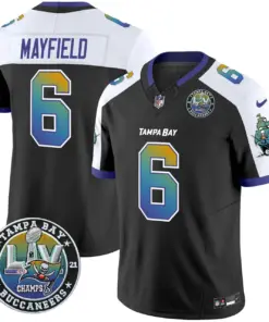 Tampa Bay Buccaneers Nike Super Bowl LIV Patch Tampa City Vapor Limited Stitched Jersey - Black - Image 4